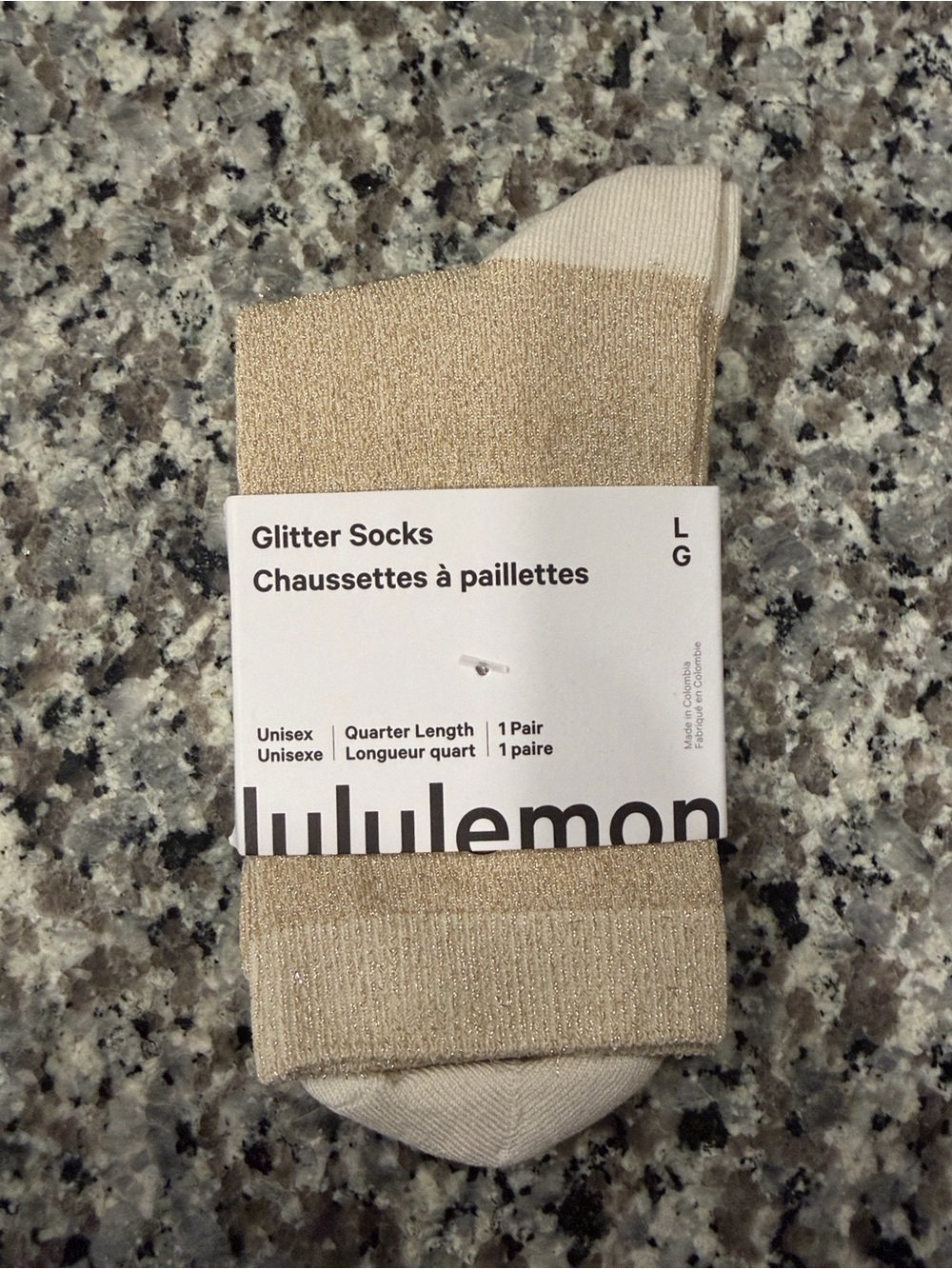 lululemon athletica Metallic Gold Quarter Glitter Socks